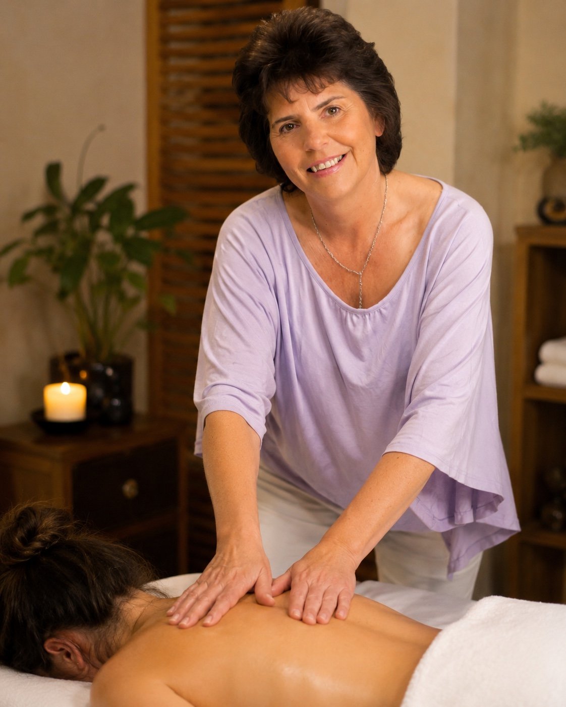 Entspannende Massage im warmen Licht